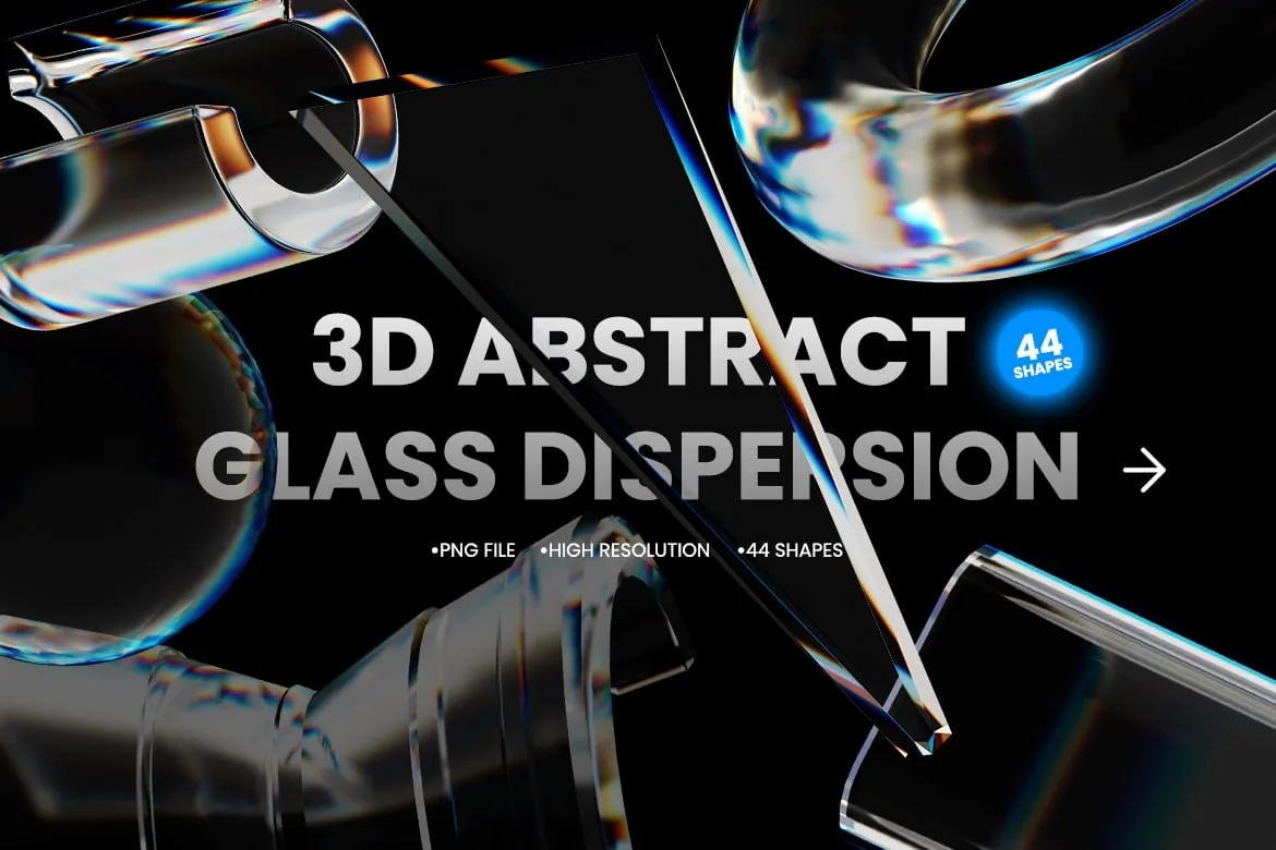 3D Abstract Shapes Glass Dispersion