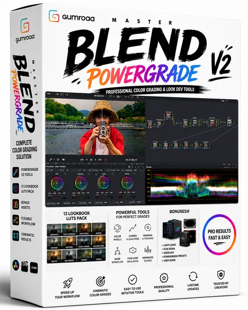 Master Blend Powergrade V2 + 12 Lookbook LUTs + Bonuses